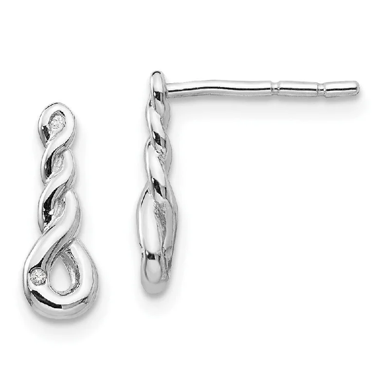 Lightweight Stud Earrings for All Day -925 Sterling Silver Twisted Diamond Stud Earrings (L-12 mm, W-5 mm)