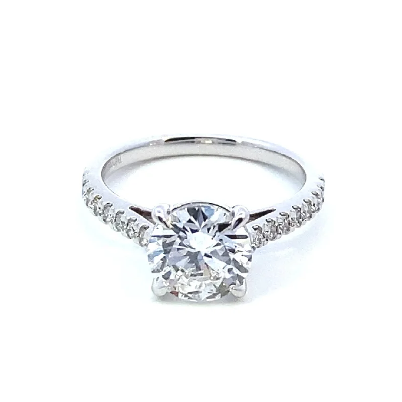 Rings with pave-set gemstones for brilliance -14K White Gold 2.23ctw Round Lab Diamond Classic Engagement Ring