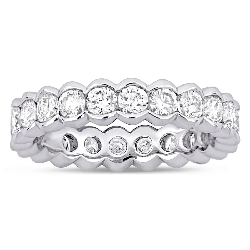 Rings with hexagon-cut stones for trendiness -Miadora Signature Collection 18k White Gold 2ct TDW Diamond Eternity Ring