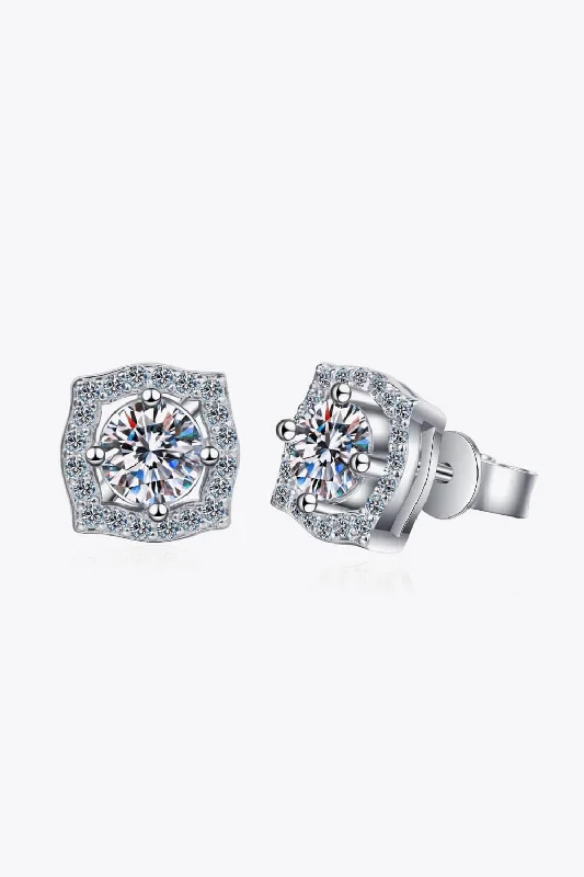 Maximalist Stud Earrings for Bling -1 Carat Moissanite Geometric Stud Earrings