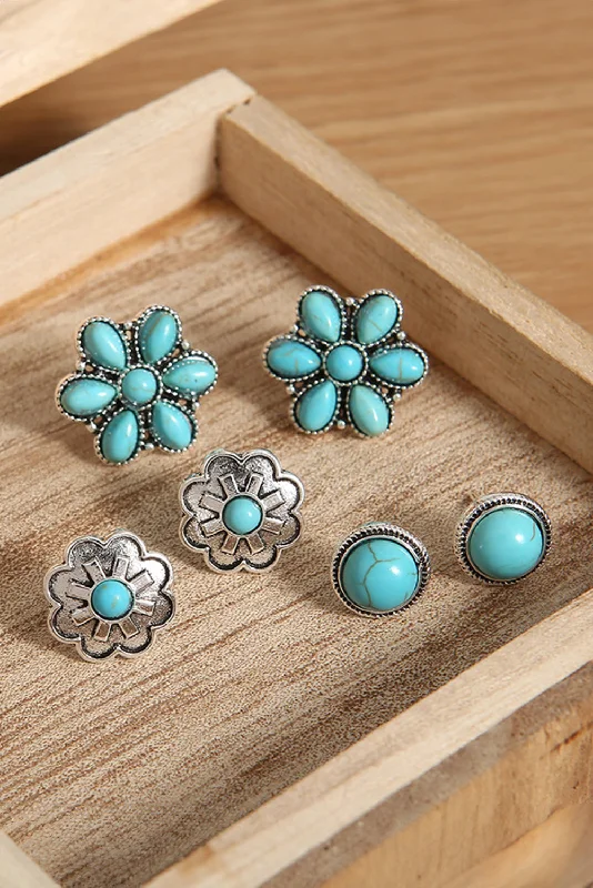 Indian Stud Earrings with Intricacy -3 Piece Set Western Stud Earrings