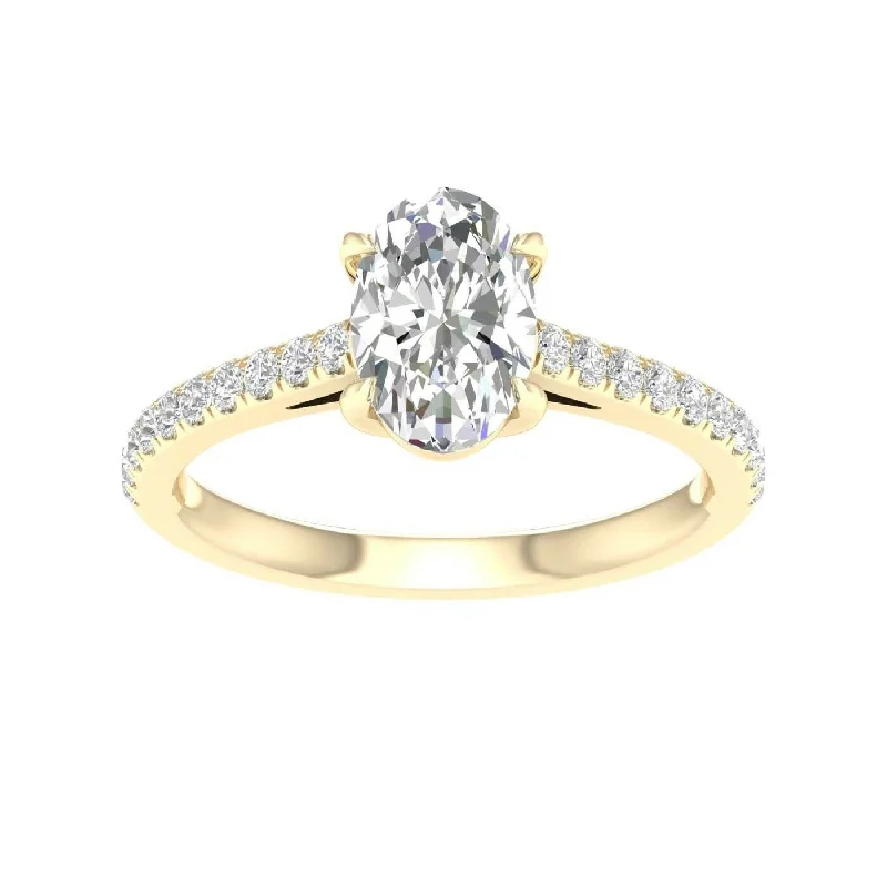 Rings with matte gold for subtle luxury -14K Yellow Gold Lab Grown 1.25ctw Oval Diamond Engagement Ring