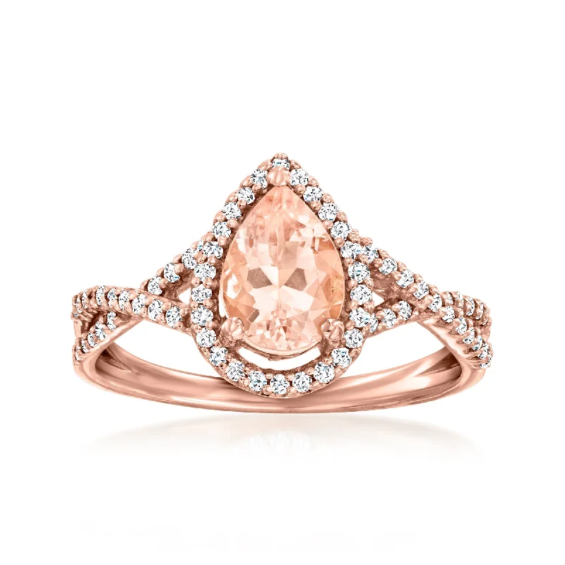 Rings with faceted garnet for deep shine -Ross-Simons Morganite and . Diamond Ring in 14kt Rose Gold