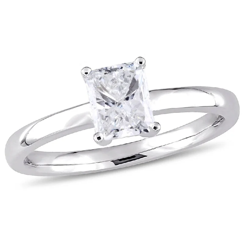 Rings with adjustable bands for perfect fit -Miadora Signature Collection 14k White Gold 1ct TDW Radiant-Cut Diamond Solitaire Engagement Ring