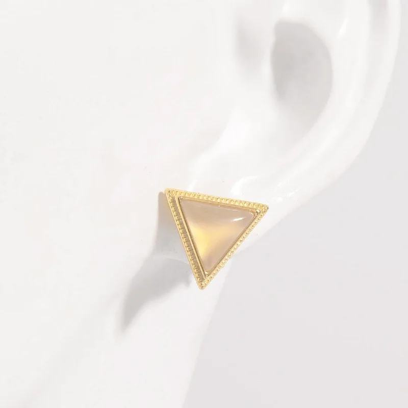 Adjustable Stud Earrings for Custom Fit -Stud Earrings 925 Sterling Silver Zircon Triangle 18K gold-plated