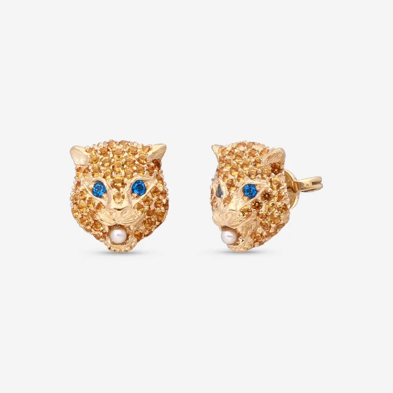 Stud Earrings for Gym Workout -Gucci Le Marche des Merveilles 18K Yellow Gold Multistone Stud Earrings YBD459196003