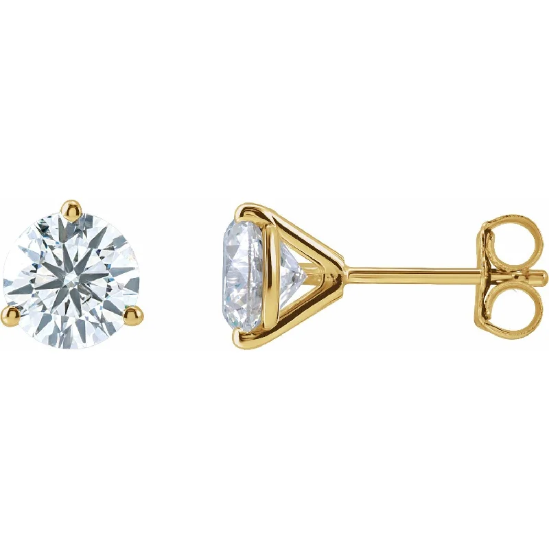 Stud Earrings with Leaf Motifs -14K Gold 2ct Lab-Grown Diamond Stud Earrings Clarity VS, Color F-G