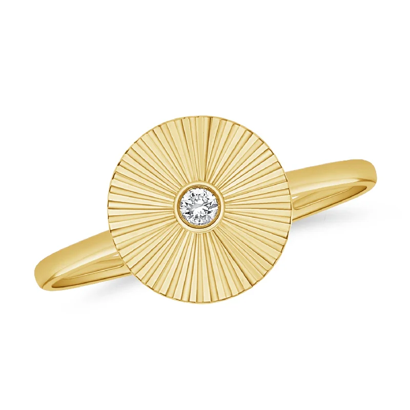 Rings with gothic-inspired skull motif details -Radiant Sunburst Diamond Ring in 14K Gold