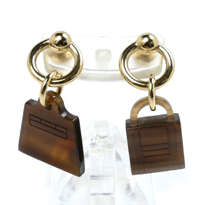 Leverback Stud Earrings for Comfort -Hermes  Buffalo Horn Metal Stud Earrings (Pre-Owned)