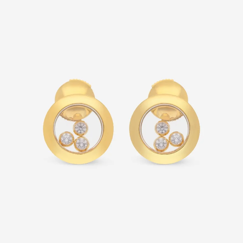 Stud Earrings for Concert Look -Chopard Happy Diamonds Icons 18K Yellow Gold Diamond Stud Earrings 83A018-0001