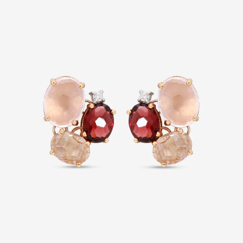 Stud Earrings for Shopping Trip -Nanis Ipanema 18K Rose Gold Multi-stone Stud Earrings OS29-515