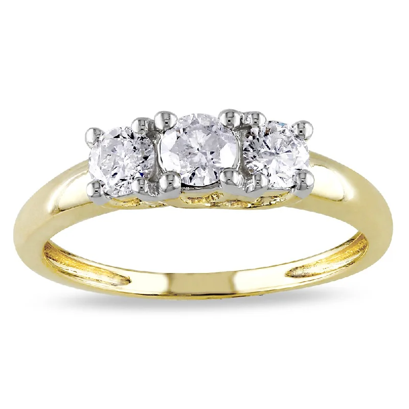 Rings with knot motifs for symbolic love -Miadora 14k Yellow Gold 1/2ct TDW Diamond 3-Stone Ring