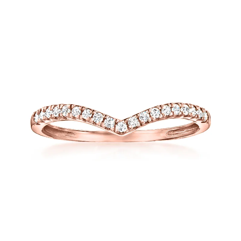 Engagement rings with classic solitaire ruby stones -RS Pure by Ross-Simons Diamond Chevron Ring in 14kt Rose Gold