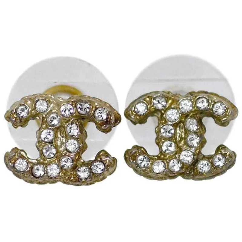 Gothic Stud Earrings with Dark Tone -Chanel   Plating Rhinestone Stud Earrings (Pre-Owned)