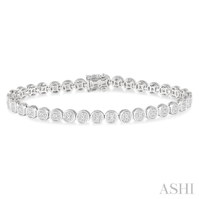 Bangles with rose-cut gems for vintage -14K White Gold 3.00ctw Round Diamond Tennis Bracelet