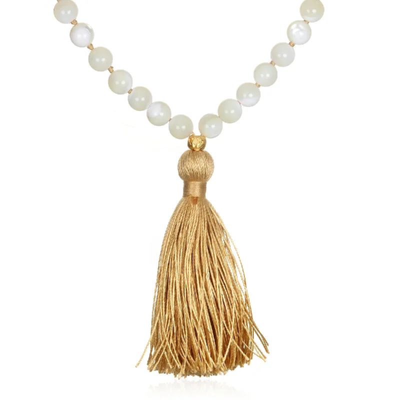 Elegant necklaces and pendants with gold chains for a chic, timeless appearance-Wisdom Lotus Pearl Gemstone Mala