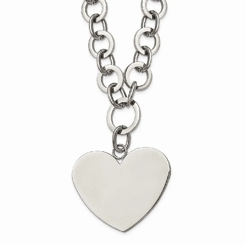 Best necklaces and pendants with vintage lockets for a nostalgic, sentimental look-Stainless Steel Polished Large Heart w/1.75in ext. Necklace