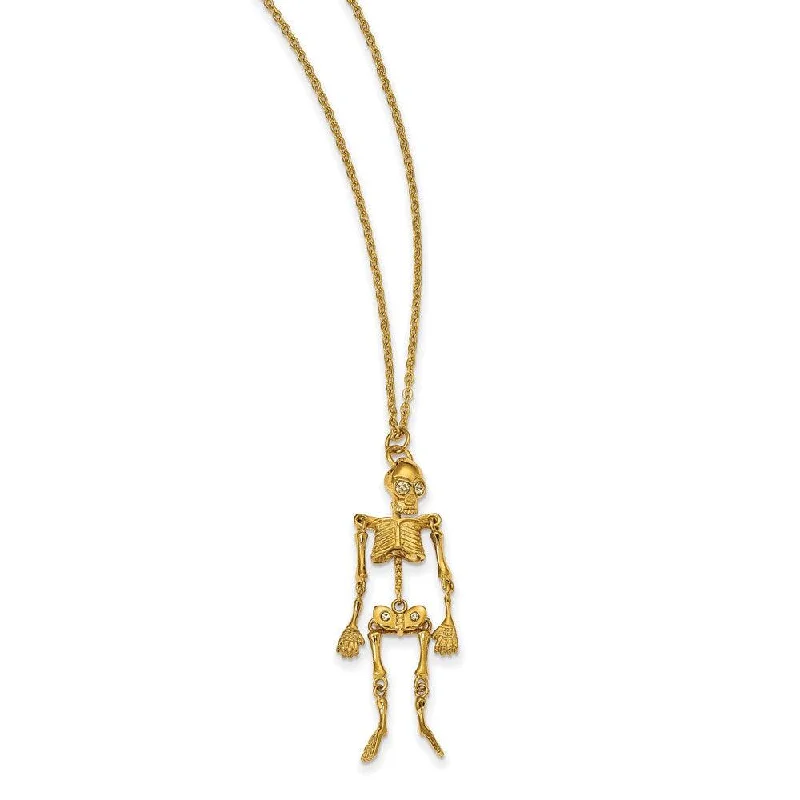 Best necklaces and pendants with butterfly pendants for a delicate, light style-Stainless Steel Yellow IP-plated Crystal Skeleton w/ 2 inch ext Necklace